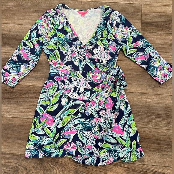 NWOT Lilly Pulitzer Jessalynne Wrap Romper Dress in Sway This Way XL - Picture 2 of 10